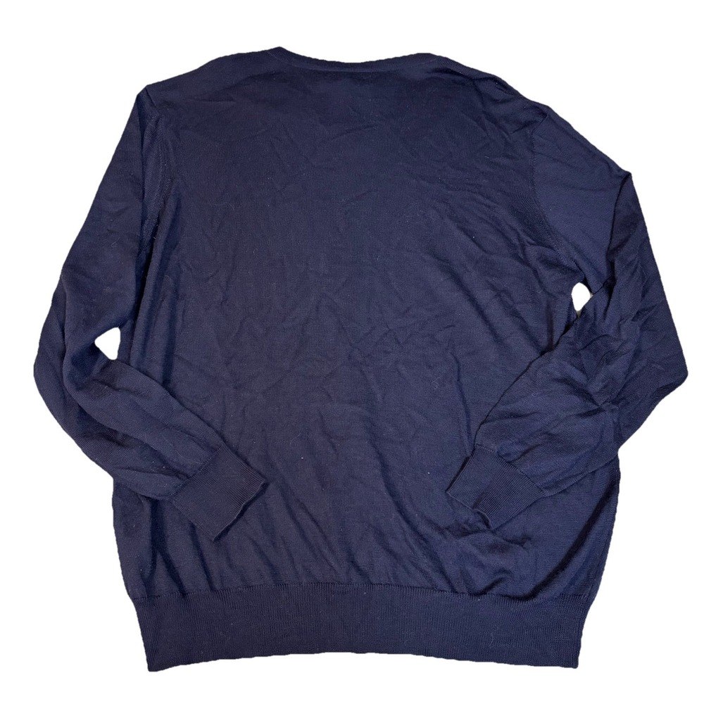 Tahari Extra Fine Italian Merino Wool Lightweight V-Neck Men's Sweater XXL Navy - Picture 4 of 9